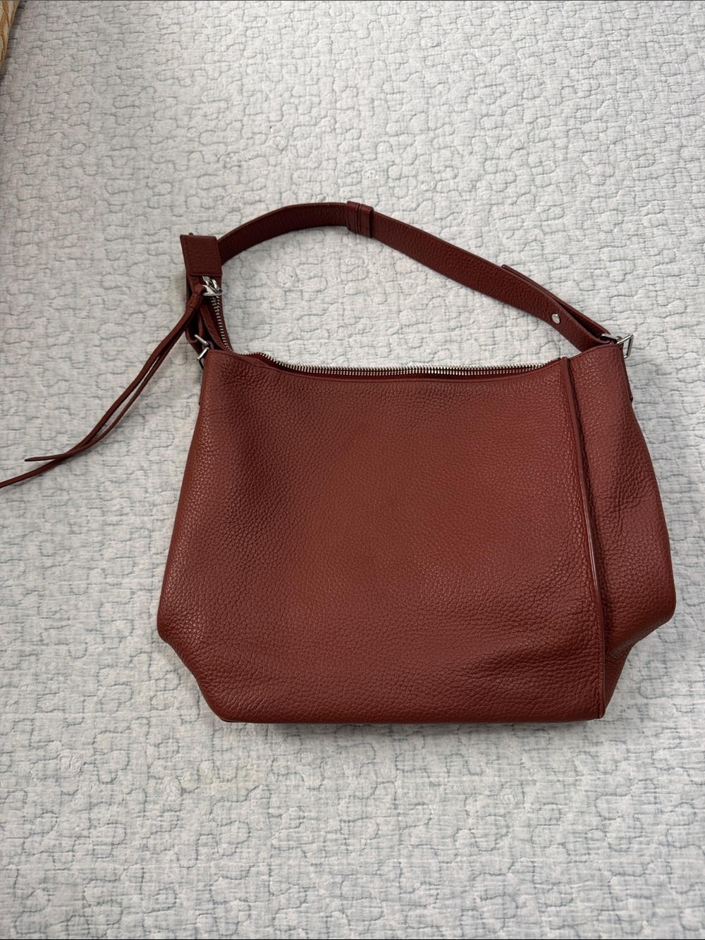 NWOT All Saints Chestnut Brown Pebbled Leather Shoulder Bag
